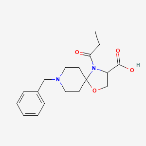 molecular formula C18H24N2O4 B6349584 8-Benzyl-4-propanoyl-1-oxa-4,8-diazaspiro[4.5]decane-3-carboxylic acid CAS No. 1326809-89-5