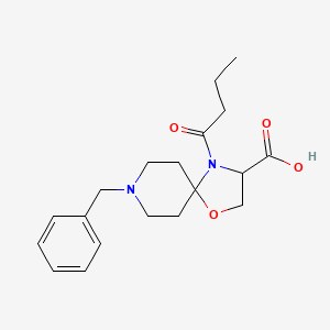 molecular formula C19H26N2O4 B6349591 8-Benzyl-4-butanoyl-1-oxa-4,8-diazaspiro[4.5]decane-3-carboxylic acid CAS No. 1326813-47-1