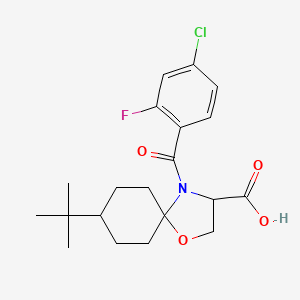 molecular formula C20H25ClFNO4 B6349594 8-tert-Butyl-4-(4-chloro-2-fluorobenzoyl)-1-oxa-4-azaspiro[4.5]decane-3-carboxylic acid CAS No. 1326809-87-3