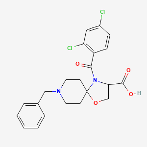 molecular formula C22H22Cl2N2O4 B6349611 8-Benzyl-4-(2,4-dichlorobenzoyl)-1-oxa-4,8-diazaspiro[4.5]decane-3-carboxylic acid CAS No. 1326809-19-1
