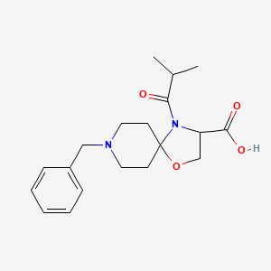 molecular formula C19H26N2O4 B6349616 8-Benzyl-4-(2-methylpropanoyl)-1-oxa-4,8-diazaspiro[4.5]decane-3-carboxylic acid CAS No. 1326811-54-4