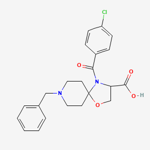 molecular formula C22H23ClN2O4 B6349636 8-Benzyl-4-(4-chlorobenzoyl)-1-oxa-4,8-diazaspiro[4.5]decane-3-carboxylic acid CAS No. 1326813-08-4
