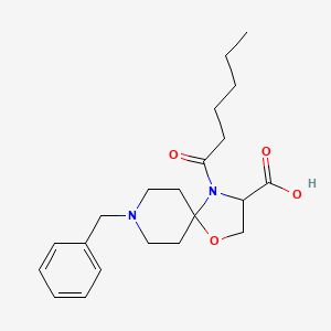 molecular formula C21H30N2O4 B6349667 8-Benzyl-4-hexanoyl-1-oxa-4,8-diazaspiro[4.5]decane-3-carboxylic acid CAS No. 1326811-52-2