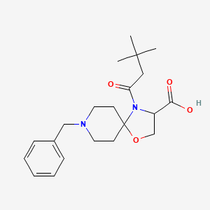 molecular formula C21H30N2O4 B6349679 8-Benzyl-4-(3,3-dimethylbutanoyl)-1-oxa-4,8-diazaspiro[4.5]decane-3-carboxylic acid CAS No. 1326813-18-6