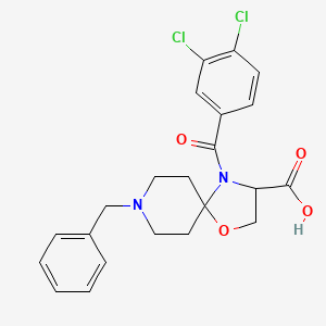 molecular formula C22H22Cl2N2O4 B6349695 8-Benzyl-4-(3,4-dichlorobenzoyl)-1-oxa-4,8-diazaspiro[4.5]decane-3-carboxylic acid CAS No. 1326813-26-6