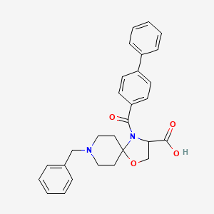 8-Benzyl-4-(4-phenylbenzoyl)-1-oxa-4,8-diazaspiro[4.5]decane-3-carboxylic acid