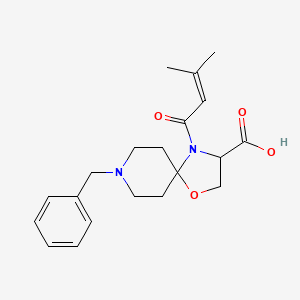8-Benzyl-4-(3-methylbut-2-enoyl)-1-oxa-4,8-diazaspiro[4.5]decane-3-carboxylic acid
