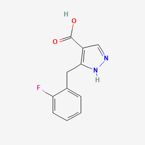 molecular formula C11H9FN2O2 B6350116 5-[(2-Fluorophenyl)methyl]-1H-pyrazole-4-carboxylic acid CAS No. 1580483-07-3