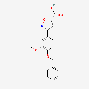 molecular formula C18H17NO5 B6350130 3-[4-(Benzyloxy)-3-methoxyphenyl]-4,5-dihydro-1,2-oxazole-5-carboxylic acid CAS No. 1326812-67-2