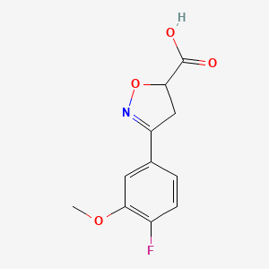 molecular formula C11H10FNO4 B6350138 3-(4-Fluoro-3-methoxyphenyl)-4,5-dihydro-1,2-oxazole-5-carboxylic acid CAS No. 1326815-27-3