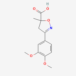 molecular formula C13H15NO5 B6350145 3-(3,4-Dimethoxyphenyl)-5-methyl-4,5-dihydro-1,2-oxazole-5-carboxylic acid CAS No. 1326815-47-7