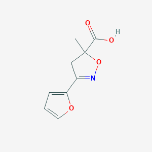 molecular formula C9H9NO4 B6350149 3-(Furan-2-yl)-5-methyl-4,5-dihydro-1,2-oxazole-5-carboxylic acid CAS No. 1326813-15-3