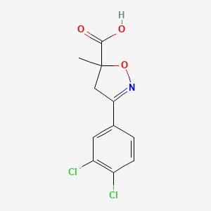 molecular formula C11H9Cl2NO3 B6350181 3-(3,4-Dichlorophenyl)-5-methyl-4,5-dihydro-1,2-oxazole-5-carboxylic acid CAS No. 1326810-45-0