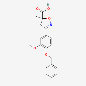 molecular formula C19H19NO5 B6350186 3-[4-(Benzyloxy)-3-methoxyphenyl]-5-methyl-4,5-dihydro-1,2-oxazole-5-carboxylic acid CAS No. 1326813-51-7