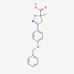 molecular formula C18H17NO4 B6350191 3-[4-(Benzyloxy)phenyl]-5-methyl-4,5-dihydro-1,2-oxazole-5-carboxylic acid CAS No. 1326810-51-8