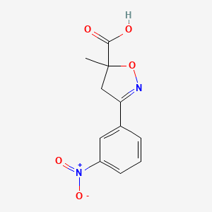 molecular formula C11H10N2O5 B6350195 5-Methyl-3-(3-nitrophenyl)-4,5-dihydro-1,2-oxazole-5-carboxylic acid CAS No. 1326815-05-7