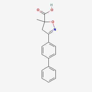 molecular formula C17H15NO3 B6350206 5-Methyl-3-(4-phenylphenyl)-4,5-dihydro-1,2-oxazole-5-carboxylic acid CAS No. 1326810-67-6