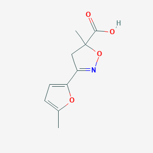 molecular formula C10H11NO4 B6350214 5-Methyl-3-(5-methylfuran-2-yl)-4,5-dihydro-1,2-oxazole-5-carboxylic acid CAS No. 1326815-83-1