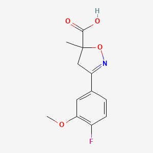 molecular formula C12H12FNO4 B6350239 3-(4-Fluoro-3-methoxyphenyl)-5-methyl-4,5-dihydro-1,2-oxazole-5-carboxylic acid CAS No. 1326813-45-9