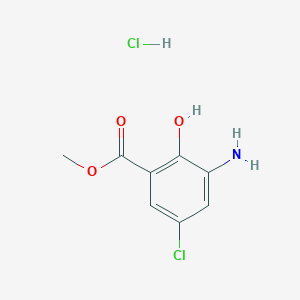 molecular formula C8H9Cl2NO3 B6350326 Methyl 3-amino-5-chloro-2-hydroxybenzoate hydrochloride;  95% CAS No. 1158281-64-1
