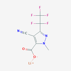 molecular formula C8H3F5LiN3O2 B6350472 1H-Pyrazole-4-cyano-1-methyl-3-(pentafluoroethyl)-5-carboxylic acid lithium salt, 97% CAS No. 1435807-10-5