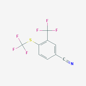 molecular formula C9H3F6NS B6350523 3-(Trifluoromethyl)-4-(trifluoromethylthio)benzonitrile, 97% CAS No. 1206524-13-1