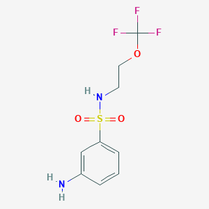 molecular formula C9H11F3N2O3S B6350623 3-氨基-N-[2-(三氟甲氧基)乙基]苯磺酰胺，98% CAS No. 1206524-63-1