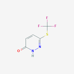 molecular formula C5H3F3N2OS B6350631 6-((Trifluoromethyl)thio)pyridazin-3-ol, 97% CAS No. 1206523-80-9
