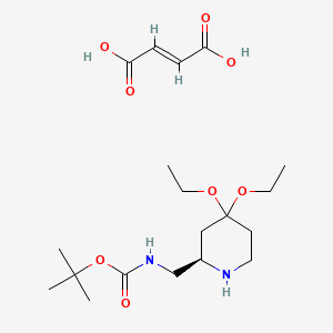 molecular formula C19H34N2O8 B6350658 (R)-(+)-2-(Boc-aminomethyl)-4,4-diethoxypiperidine fumarate CAS No. 1301706-76-2