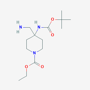 Ethyl 4-(aminomethyl)-4-{[(tert-butoxy)carbonyl]amino}piperidine-1-carboxylate