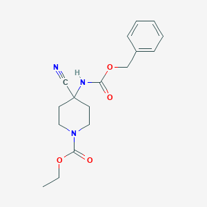 molecular formula C17H21N3O4 B6350822 Ethyl 4-{[(benzyloxy)carbonyl]amino}-4-cyanopiperidine-1-carboxylate CAS No. 1392491-64-3