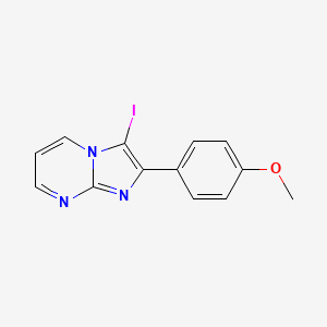 molecular formula C13H10IN3O B6350851 3-Iodo-2-(4-methoxyphenyl)imidazo[1,2-a]pyrimidine CAS No. 1426142-82-6