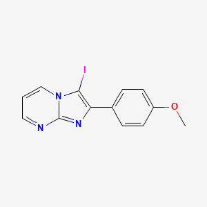 molecular formula C13H10IN3O B6350851 3-碘-2-(4-甲氧基苯基)咪唑并[1,2-a]嘧啶 CAS No. 1426142-82-6