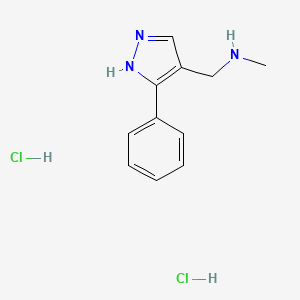 molecular formula C11H15Cl2N3 B6350985 N-Methyl-1-(5-phenyl-1H-pyrazol-4-yl)methanamine dihydrochloride CAS No. 1984117-28-3