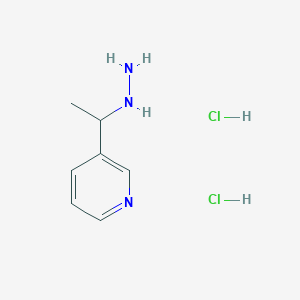 molecular formula C7H13Cl2N3 B6351079 3-(1-Hydrazinoethyl)pyridine dihydrochloride CAS No. 1993053-95-4