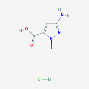 molecular formula C5H8ClN3O2 B6351084 3-Amino-1-methyl-1H-pyrazole-5-carboxylic acid hydrochloride CAS No. 1197237-72-1