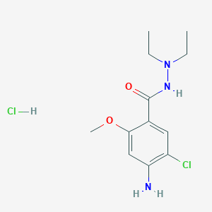 molecular formula C12H19Cl2N3O2 B6351097 4-Amino-5-chloro-N',N'-diethyl-2-methoxybenzohydrazide hydrochloride CAS No. 1993188-81-0