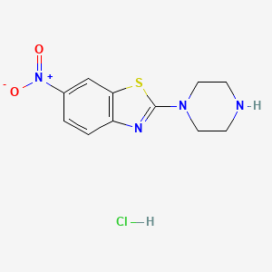 molecular formula C11H13ClN4O2S B6351128 6-Nitro-2-piperazin-1-yl-1,3-benzothiazole hydrochloride CAS No. 37015-99-9