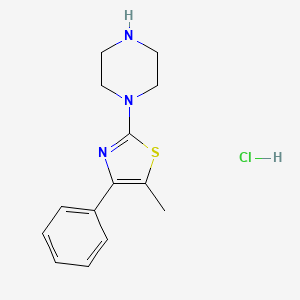 molecular formula C14H18ClN3S B6351149 1-(5-Methyl-4-phenyl-1,3-thiazol-2-yl)piperazine hydrochloride CAS No. 2301849-67-0