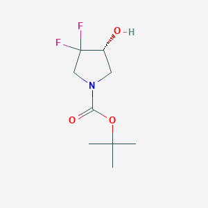 molecular formula C9H15F2NO3 B6351299 t-Butyl (4R)-3,3-difluoro-4-hydroxypyrrolidine-1-carboxylate CAS No. 2165974-26-3
