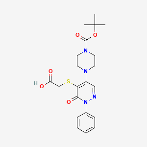 molecular formula C21H26N4O5S B6351491 4-(5-Carboxymethylsulfanyl-6-oxo-1-phenyl-1,6-dihydro-pyridazin-4-yl)-piperazine-1-carboxylic acid tert-butyl ester, 95% CAS No. 1404364-40-4