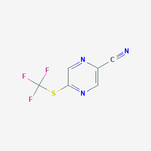 molecular formula C6H2F3N3S B6351537 5-(Trifluoromethylthio)-pyrazine-2-carbonitrile, 97% CAS No. 1246466-36-3