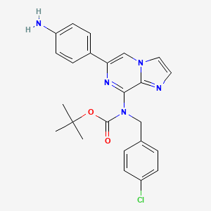 molecular formula C24H24ClN5O2 B6351554 [6-(4-Amino-phenyl)-imidazo[1,2-a]pyrazin-8-yl]-(4-chloro-benzyl)-carbamic acid tert-butyl ester CAS No. 1446488-04-5
