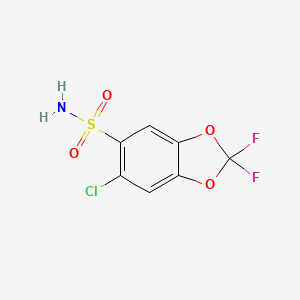 molecular formula C7H4ClF2NO4S B6351597 6-Chloro-2,2-difluoro-1,3-benzodioxole-5-sulfonamide;  95% CAS No. 1357625-46-7