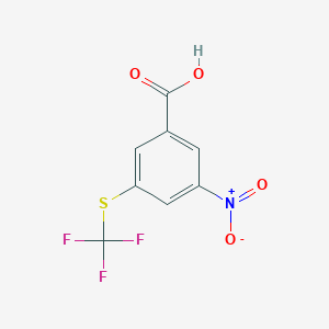 molecular formula C8H4F3NO4S B6351598 3-Nitro-5-(trifluoromethylthio)benzoic acid, 97% CAS No. 1208080-56-1