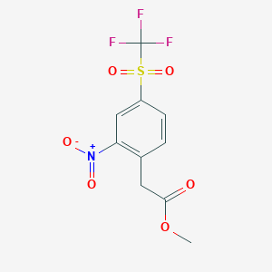 molecular formula C10H8F3NO6S B6351601 2-Nitro-4-(trifluoromethylsulfonyl)phenylacetic acid methyl ester, 98% CAS No. 1274904-31-2