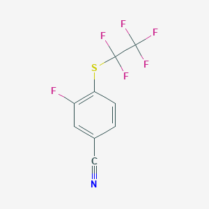 molecular formula C9H3F6NS B6351619 3-Fluoro-4-(pentafluoroethylthio)benzonitrile, 97% CAS No. 1301739-18-3