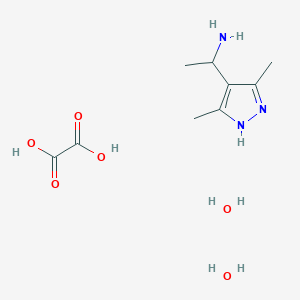 molecular formula C9H19N3O6 B6351867 [1-(3,5-dimethyl-1H-pyrazol-4-yl)ethyl]amine oxalate dihydrate CAS No. 2368829-31-4