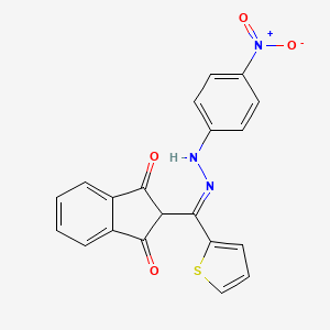 molecular formula C20H13N3O4S B6351979 2-(2-Aza-2-((4-nitrophenyl)amino)-1-(2-thienyl)vinyl)indane-1,3-dione CAS No. 172670-06-3