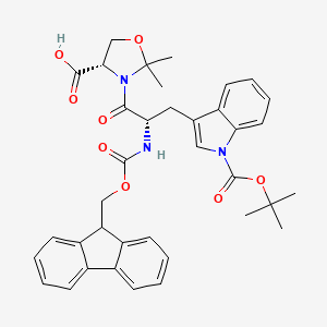 molecular formula C37H39N3O8 B6352212 (S)-3-(N-alpha-(9-FMOC)-N-im-BOC-L-tryptophanyl)-2,2-dimethyloxazolidine-4-carboxylic acid CAS No. 1858224-30-2